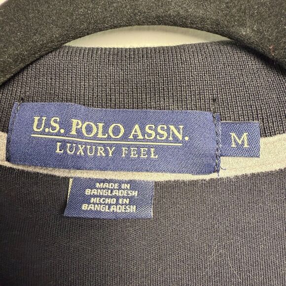 US Polo Assn Polo Shirt Mens Medium Black Preppy Short Sleeve Collared Top - Picture 3 of 7